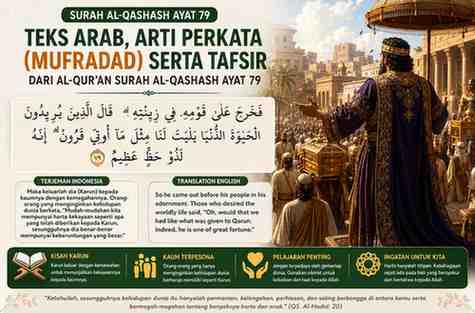 Teks Arab, Arti Perkata (Mufradad) Serta Tafsir Dari Al-Qur’an Surah Al-Qashash Ayat 79