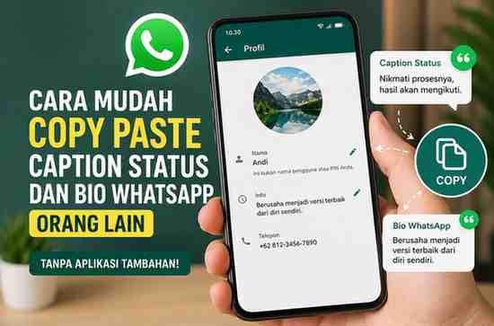 Cara Copy Paste Caption Status dan Info WhatsApp Orang Lain Tanpa Aplikasi Tambahan