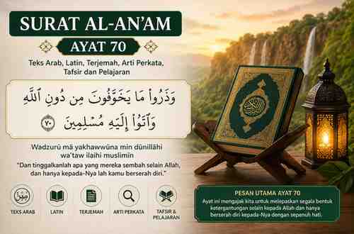 Surat Al-An’am Ayat 70 dengan Teks Arab, Latin, Terjemah dan Arti Perkata