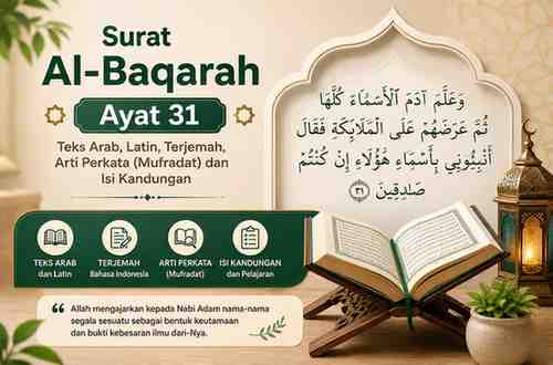 Surat Al-Baqarah Ayat 31 Teks Arab, Latin, Terjemah, Arti Perkata (Mufradat) dan Isi Kandungan
