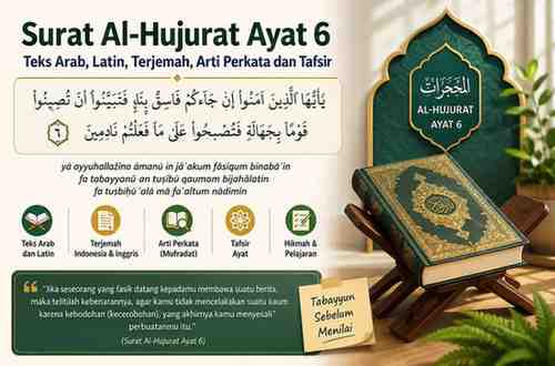 Surat Al-Hujurat Ayat 6 Teks Arab, Latin, Terjemah, Arti Perkata dan Tafsir