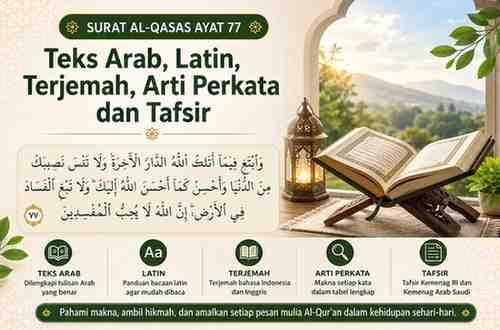 Surat Al-Qasas Ayat 77 Teks Arab, Latin, Terjemah, Arti Perkata dan Tafsir