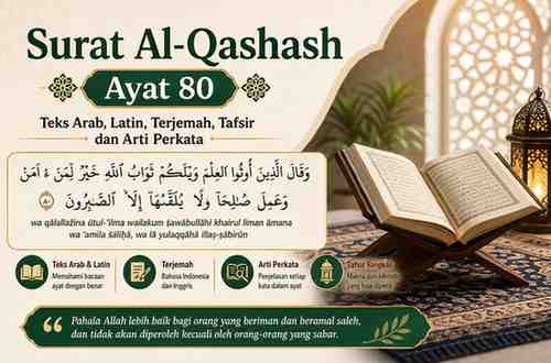Surat Al-Qashash Ayat 80 Teks Arab, Latin, Terjemah, Tafsir dan Arti Perkata