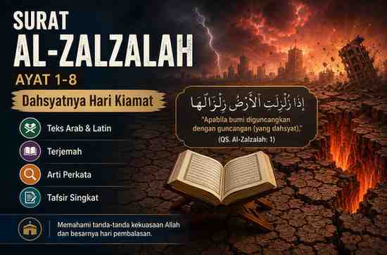 Surat Al-Zalzalah Ayat 1-8 Teks Arab, Latin, Terjemah, Arti Perkata dan Tafsir