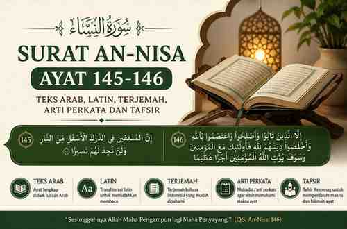 Surat An-Nisa Ayat 145-146 Teks Arab, Latin, Terjemah, Arti Perkata dan Tafsir