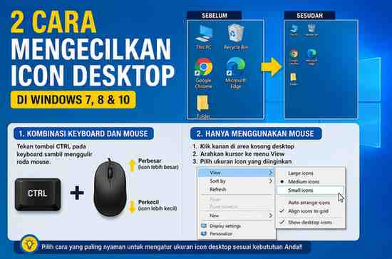 2 Cara Mengecilkan Icon Desktop di Windows (7, 8 & 10)