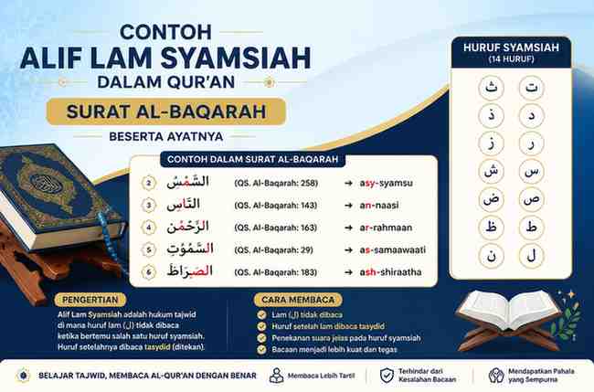 Contoh Alif Lam Syamsiah dalam Al-Qur’an Surat Al-Baqarah Beserta Ayatnya