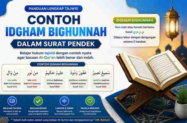 Contoh Idgham Bighunnah dalam Surat Pendek