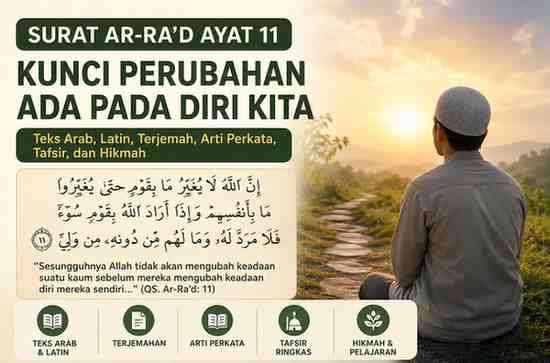 Surat Ar-Ra’d Ayat 11 Teks Arab, Latin, Terjemah, Arti Perkata dan Tafsir