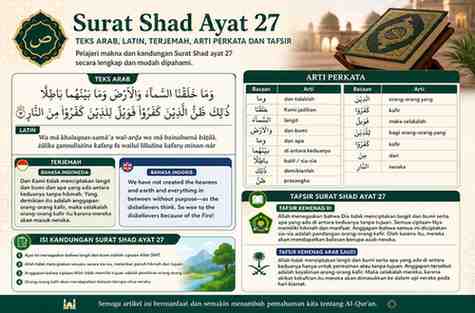 Surat Shad Ayat 27 Teks Arab, Latin, Terjemah, Arti Perkata dan Tafsir