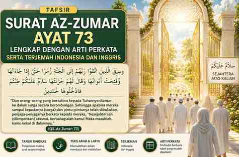 Tafsir Surat Az-Zumar Ayat 73 Lengkap Dengan Arti Perkata Serta Terjemah Indonesia dan Inggris